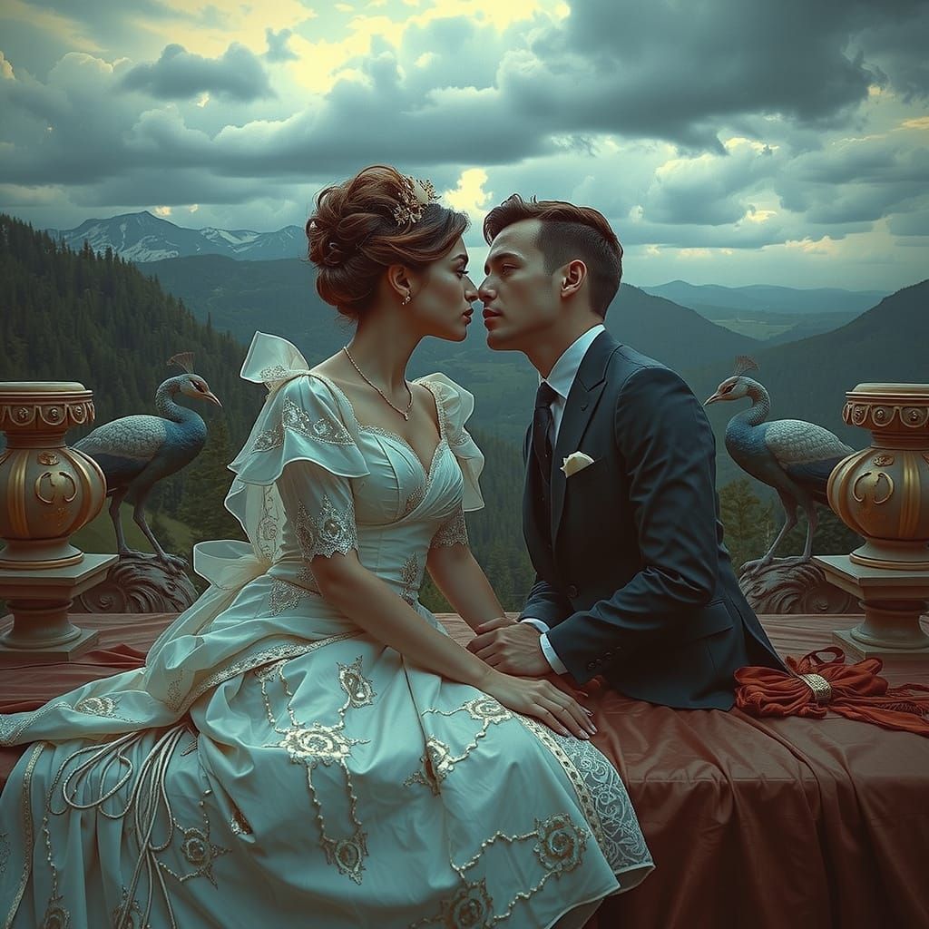 Glamorous Psychedelic Peacock in Photorealistic Hyperrealism