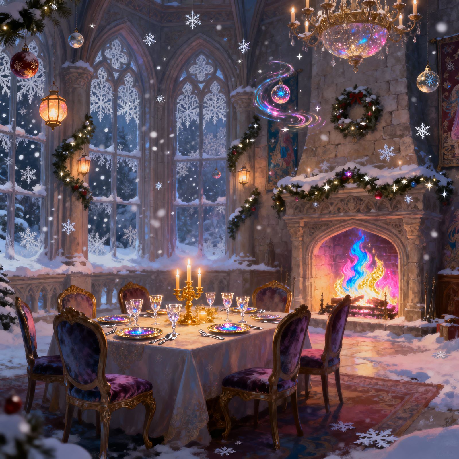 Magical Winter Castle Holiday Dinner in Ethereal Style