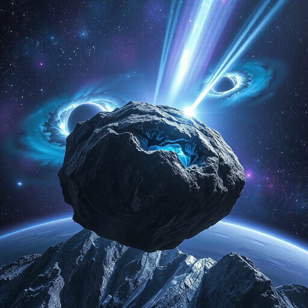 Cosmic Meteor with Alien Core and Celestial Entity Movie Pos...