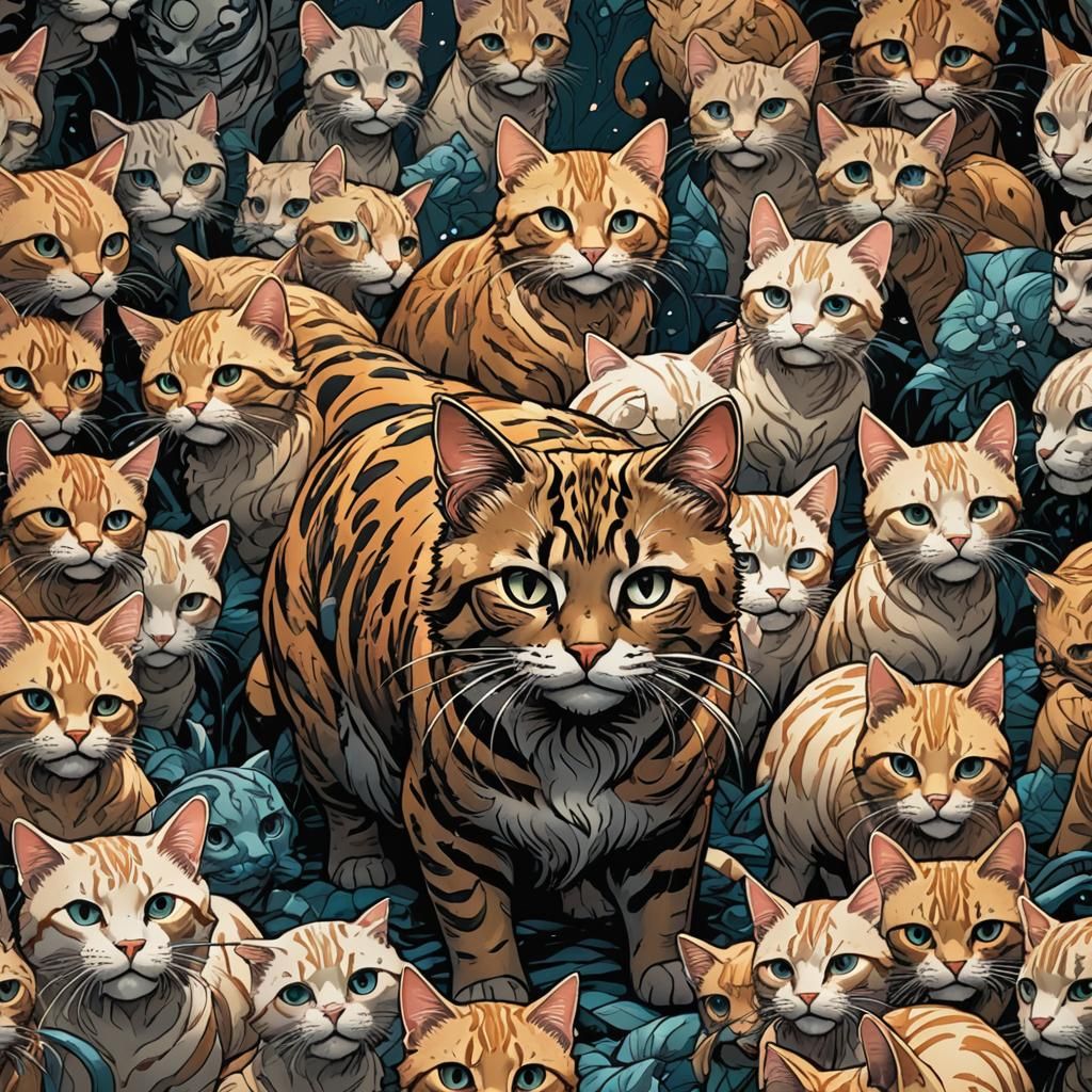 Cat Transmogrification in Comic Book Style