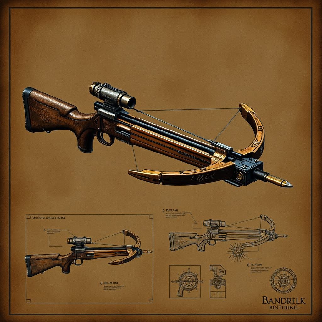Gothic Crossbow in Blueprint Style