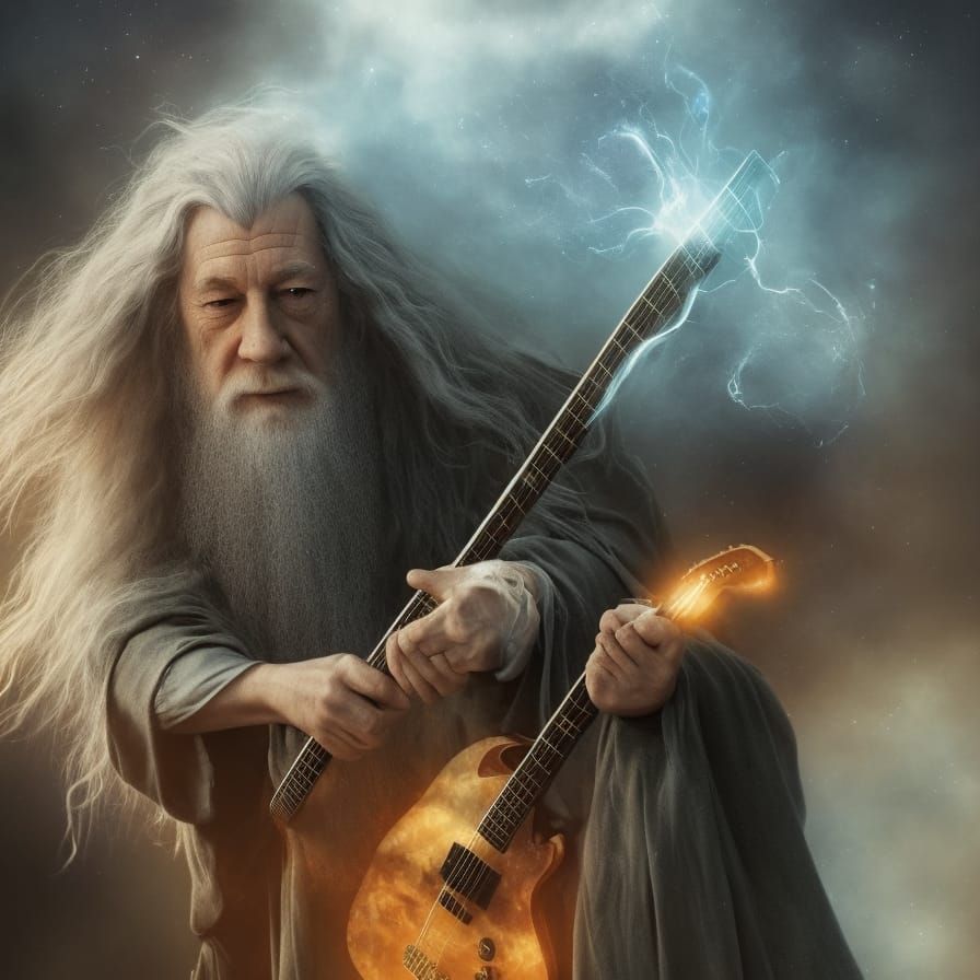 Gandalf Rocks the Electric Guitar in Space
