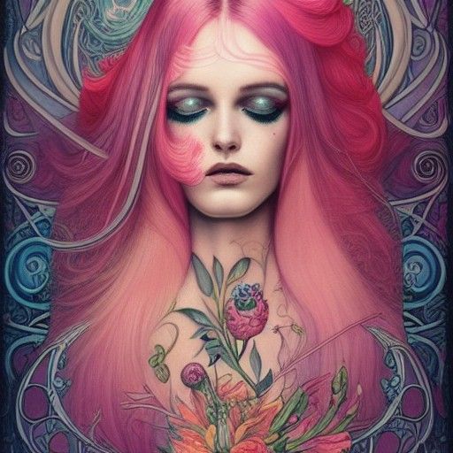 Decadent Androgynous God Portrait in Neon Colors