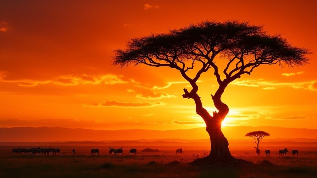 African savanna sunset