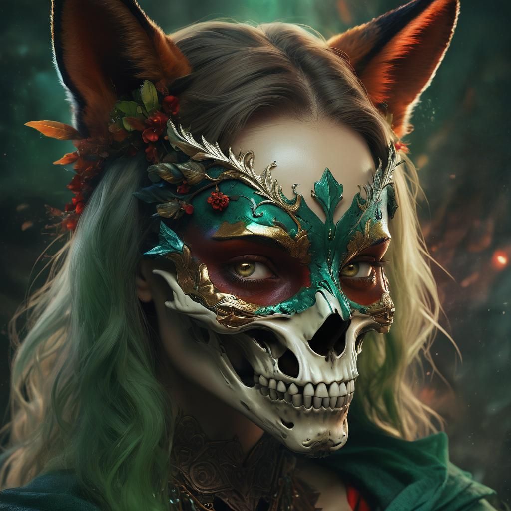 Mystical Fox Woman Portrait in Fantasy Art Style