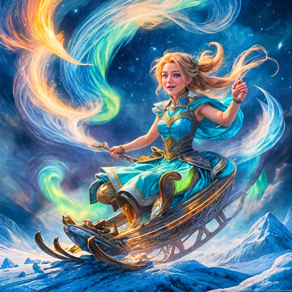 Fantastical Winter Scene with Aurora Borealis