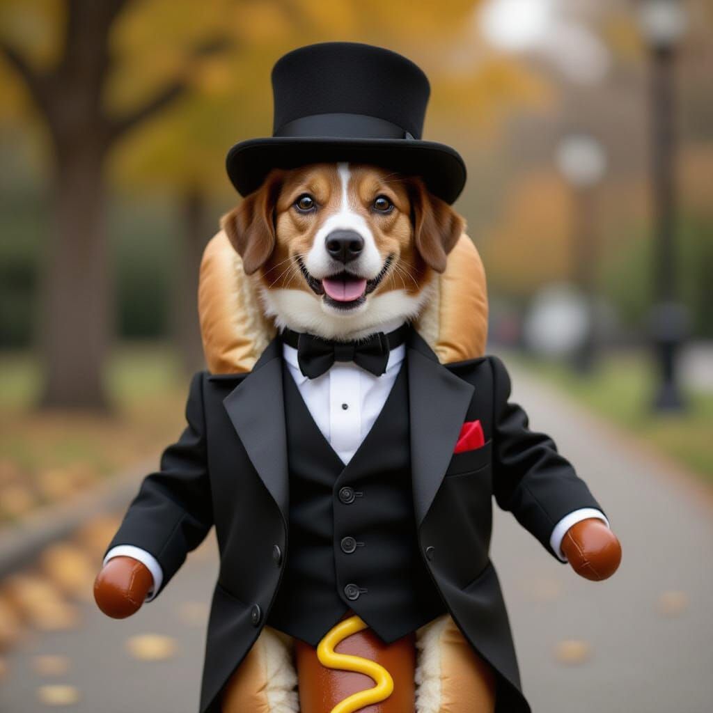 Hotdog Dressed as a 1920s Gentleman