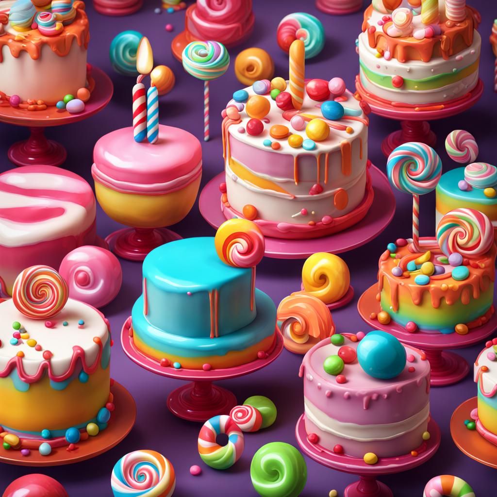Whimsical Candy Art Birthday Cake
