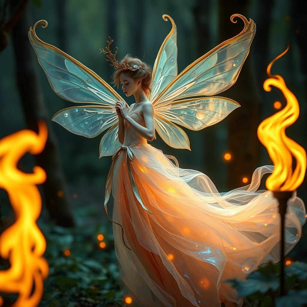 Whimsical Fairy in Ethereal Flames