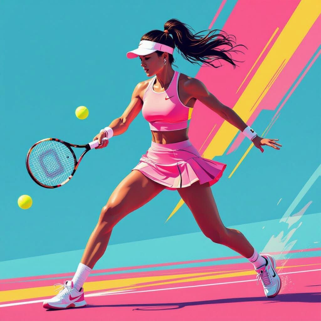 Tennis Player in Action: Futuristic Concept Art