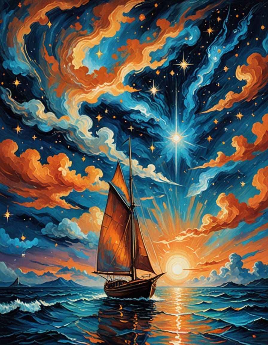 Celestial Dreamscape with Shimmering Starlight and Glowing S...