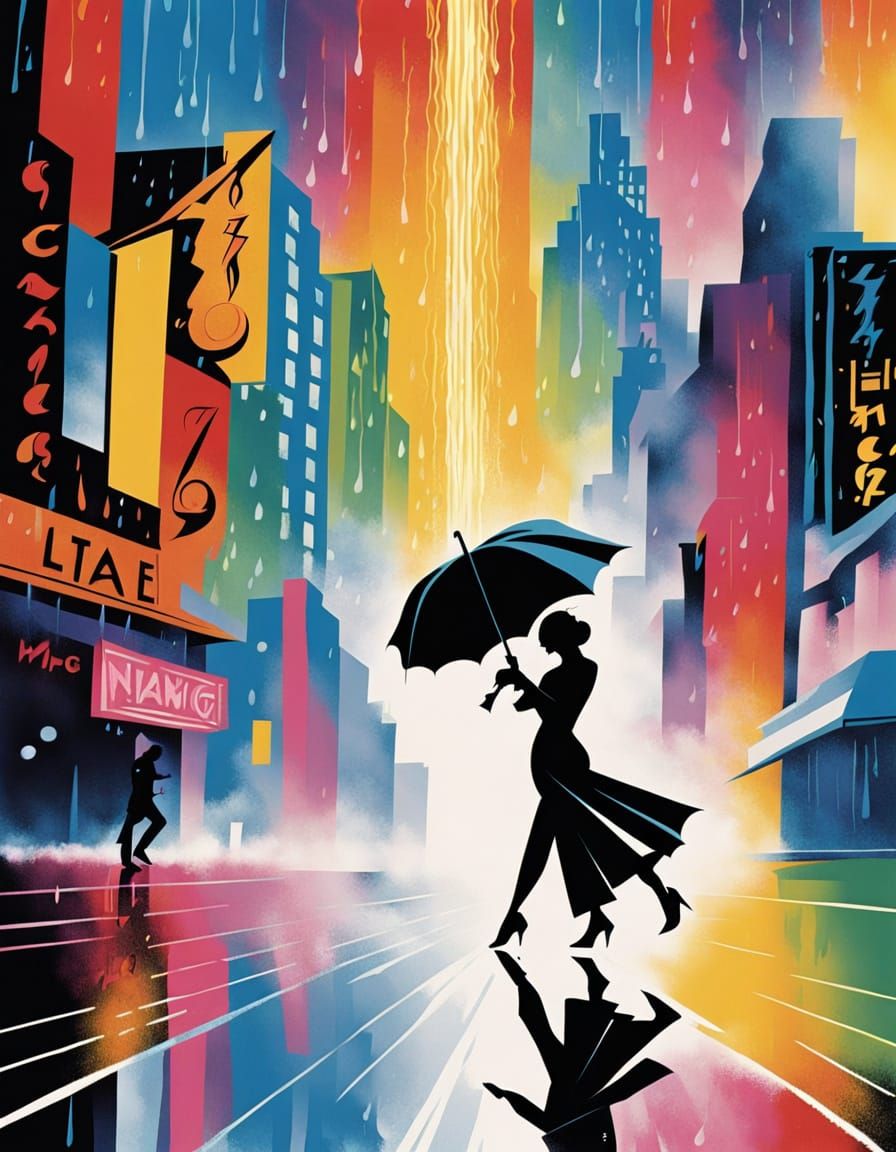 Singin' in the Rain Poster with Musical Notes Rain