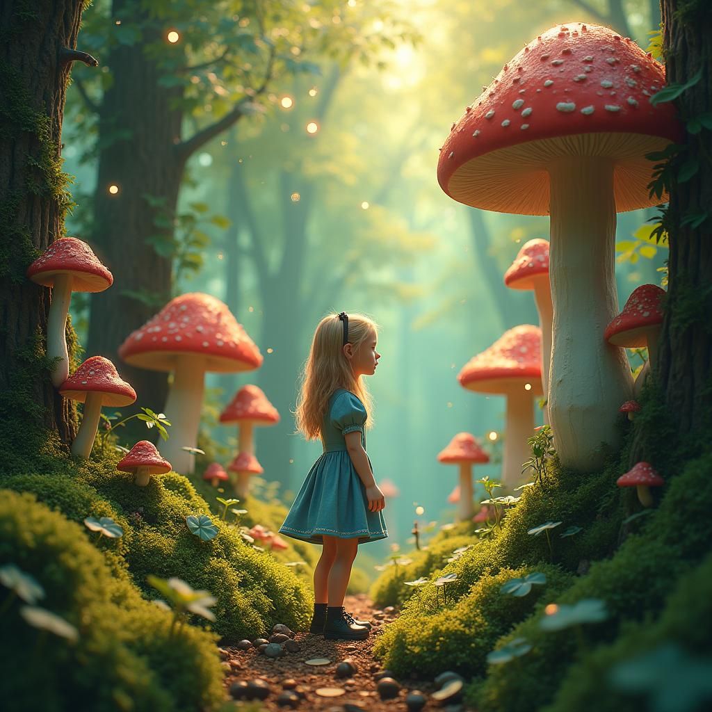 Alice in Wonderland: Mushroom Forest at Golden Hour