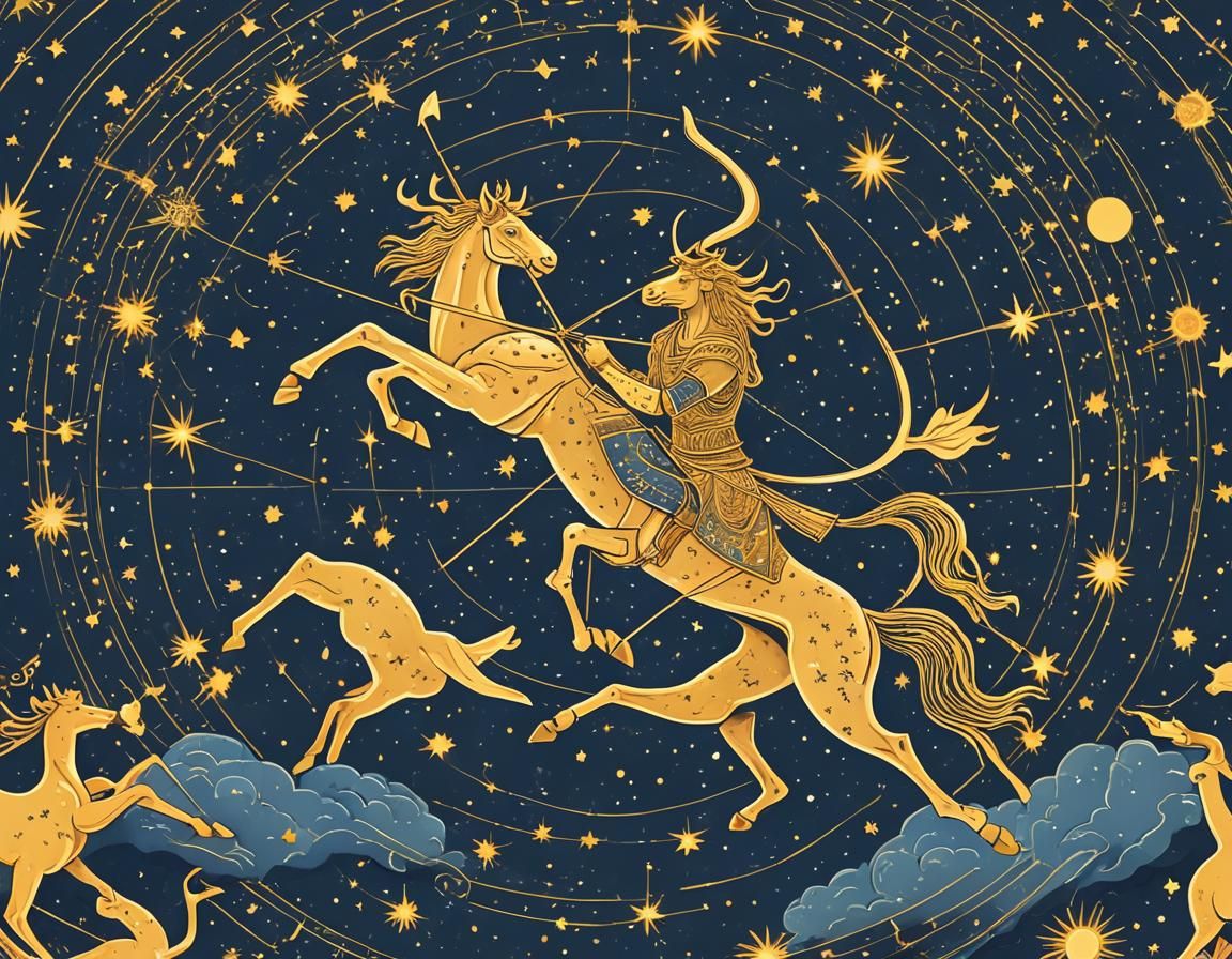 Centaur Constellation in Medieval Astronomical Style