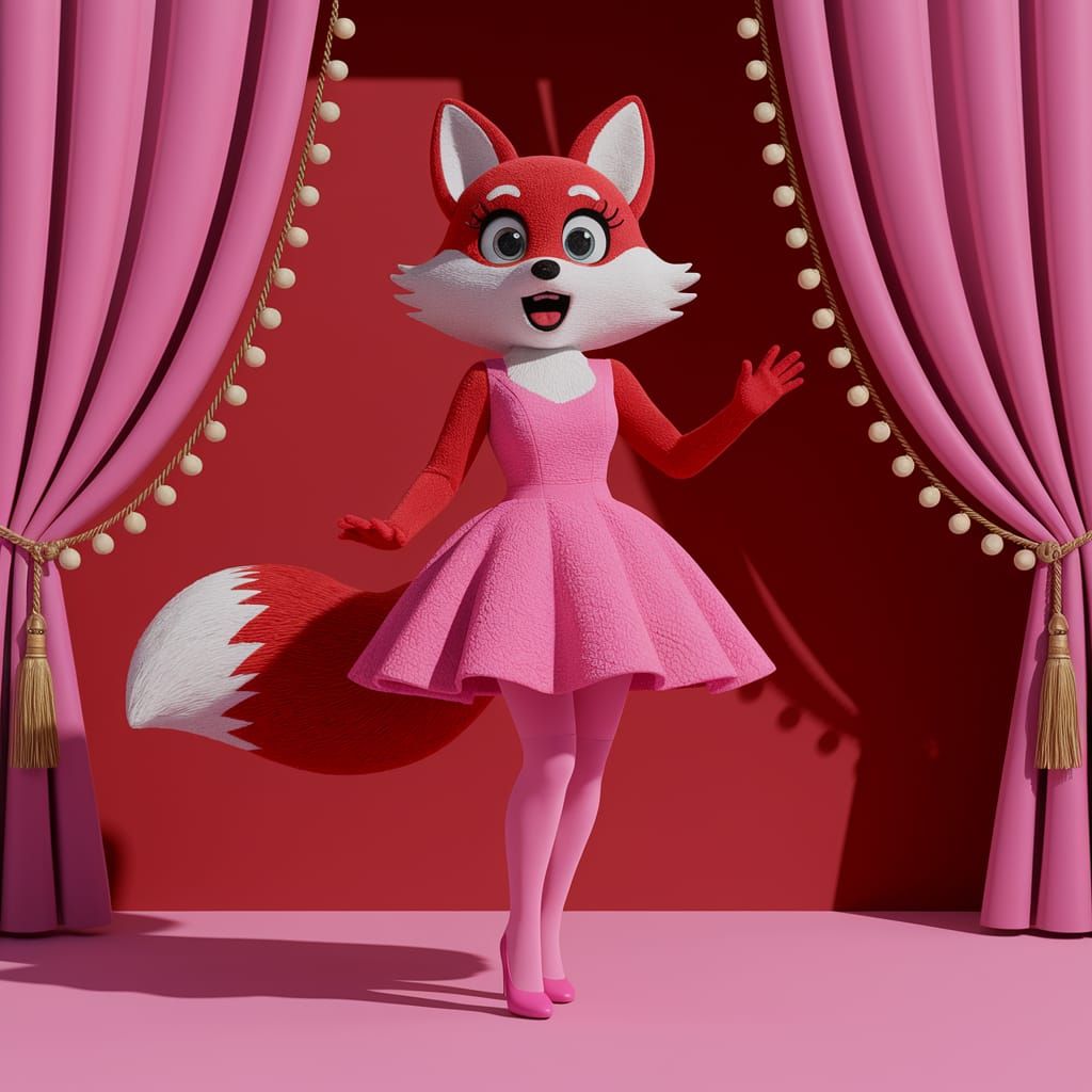 Woman as Fox Mascot Singing on Stage