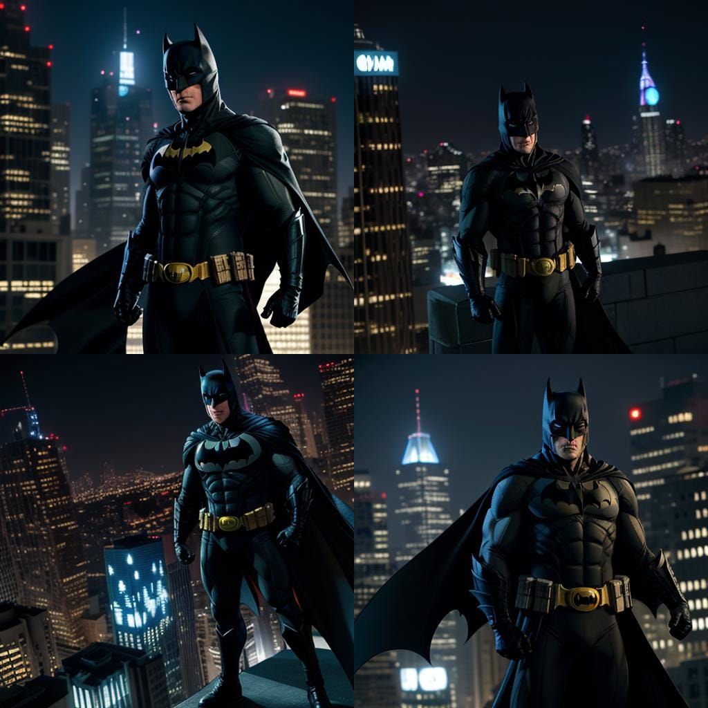 Batman with Palestine Flag Over Gotham: Night Photography