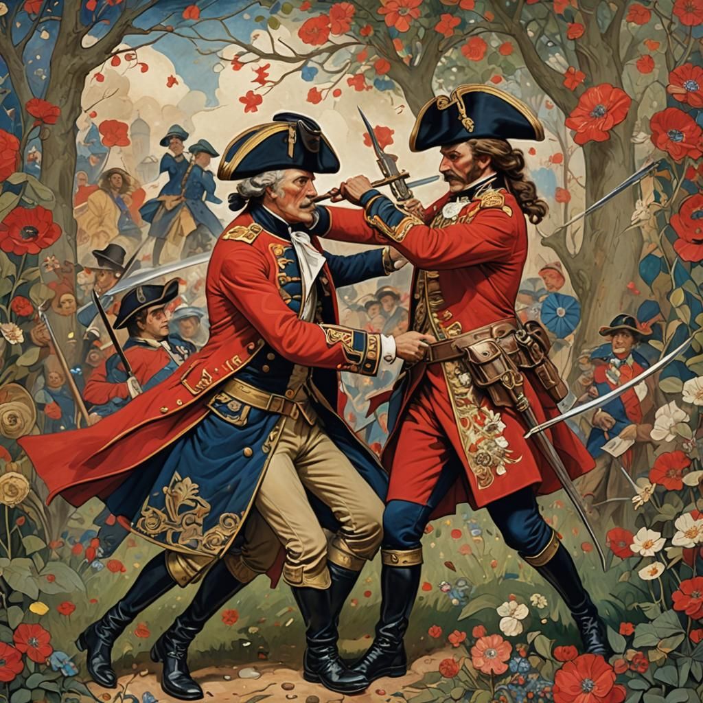 Revolutionary War Scene in Gustav Klimt Style