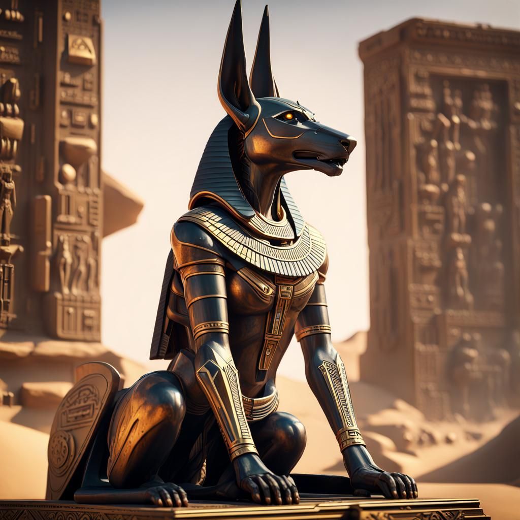 Anubis: Egyptian God of Underworld in Sci-Fi Style