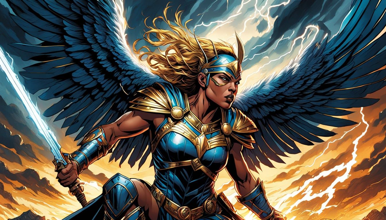 Valkyrie Descending: Comic Book Art in Vibrant Colors