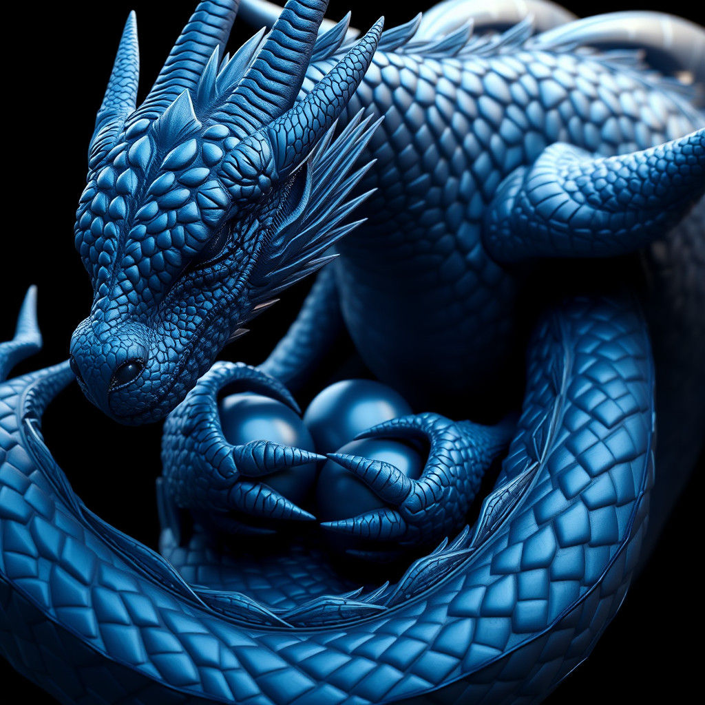 Protective Dragon Mother with Eggs in Anime Style