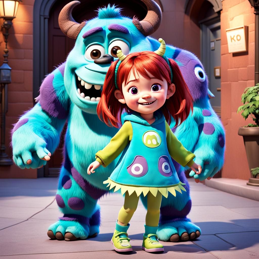 Little Girl as Boo with Monsters, Inc. Duo