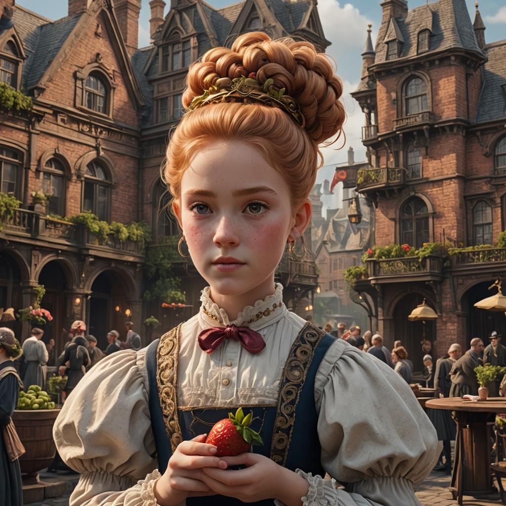 Victorian Girl with Bun: Detailed Matte Painting