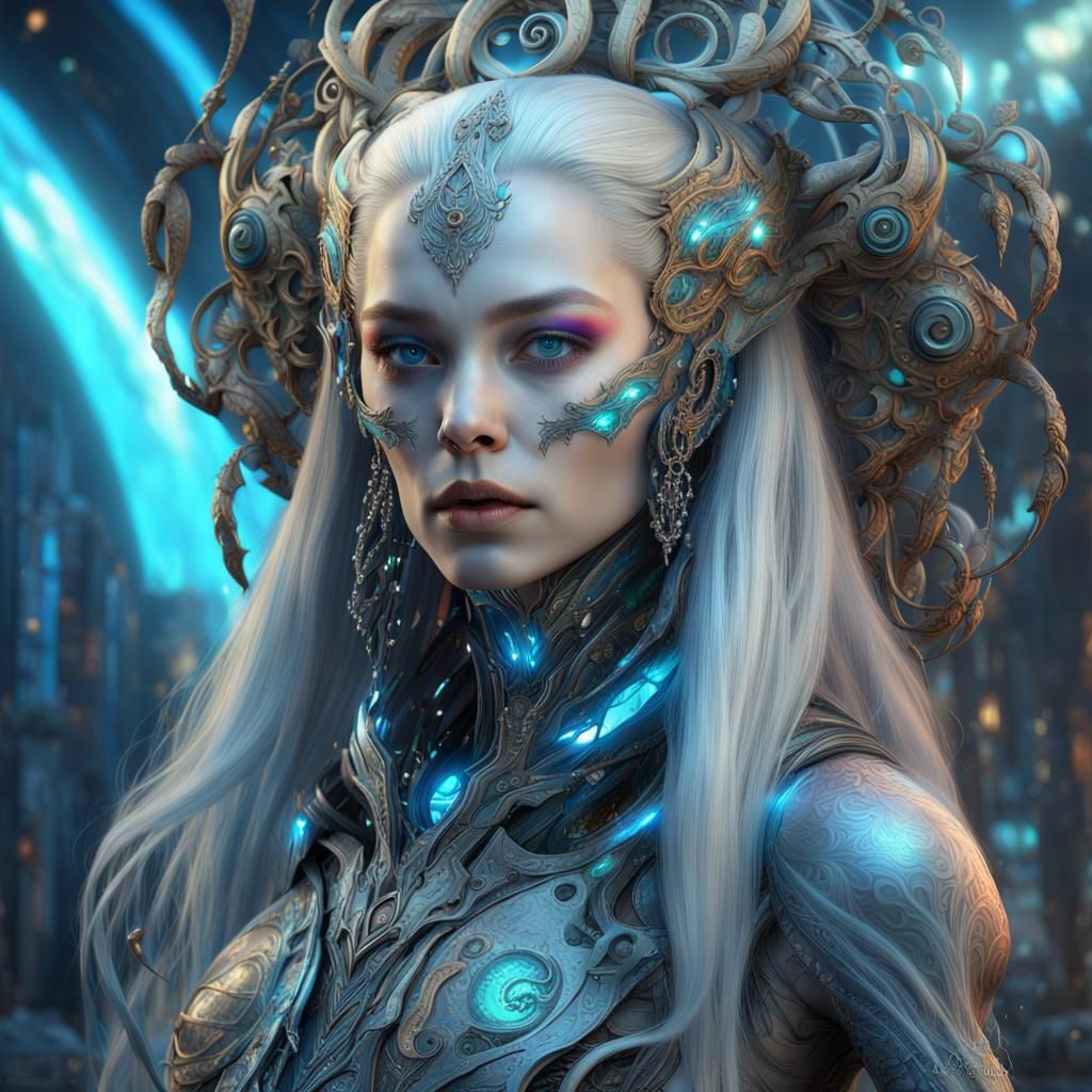 Alien Woman in Renaissance Science Fiction Style