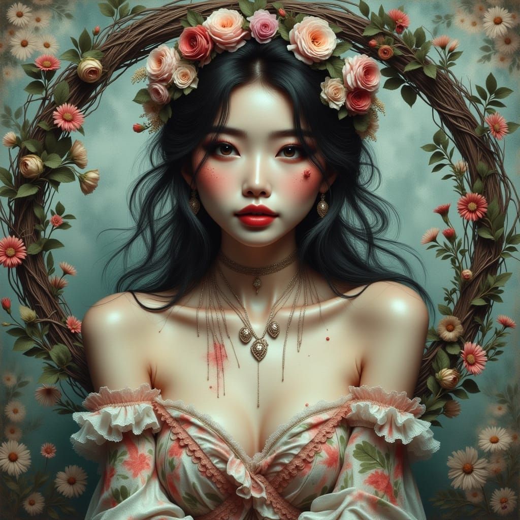 Androgynous Fairies in Antique Watercolor Style