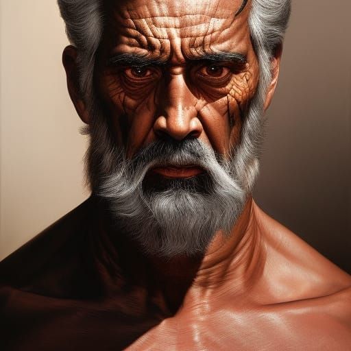 Intense Portrait of an Old Man in Ornate Robes