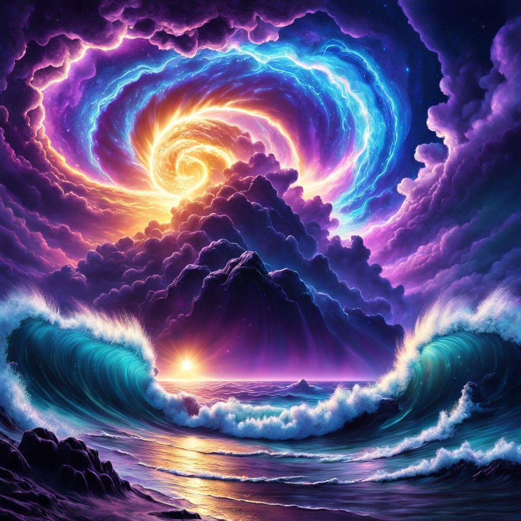 Electric Cosmic Dreamscape in Vibrant Hues