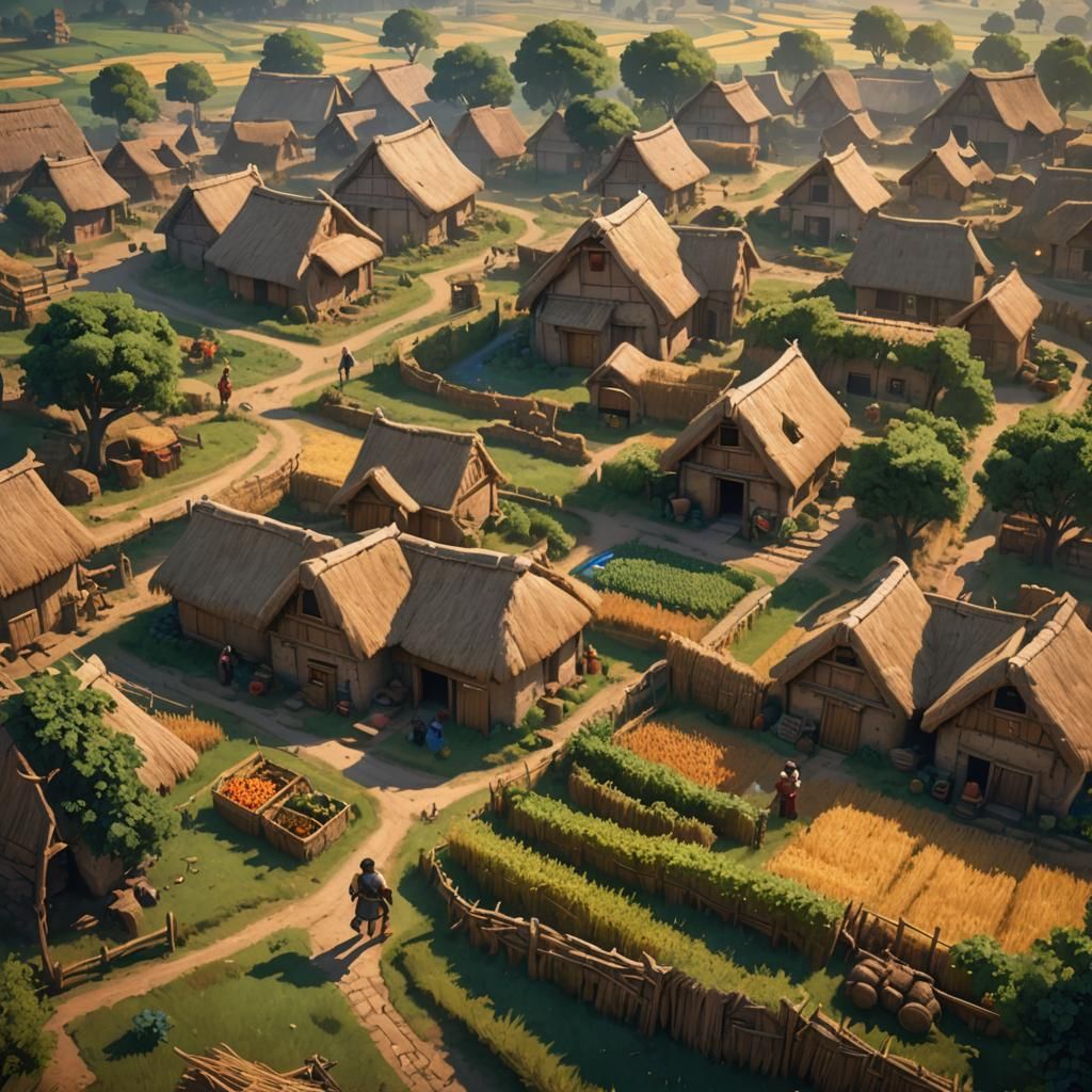 Bronze Age Village Harvest in Fantasy Concept Art