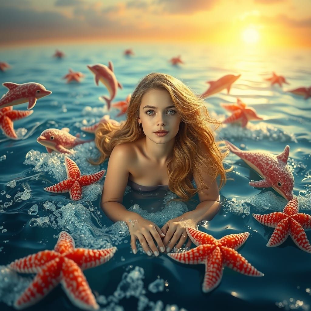 Dreamlike Soda Sea with Gummy Dolphins in Vibrant Colors