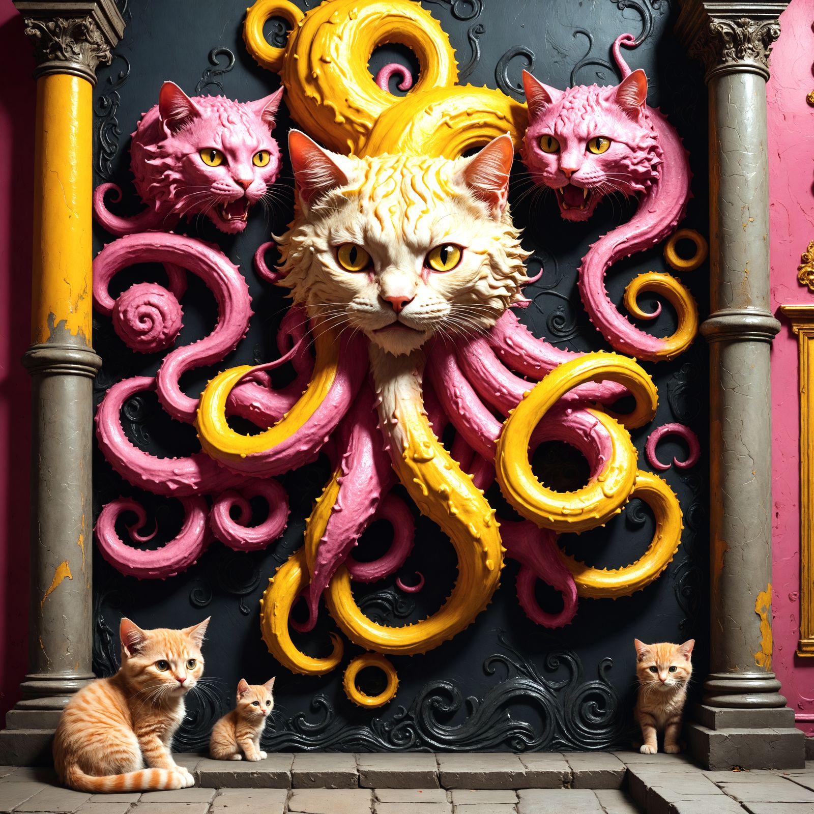 Killer Kraken and Kittens in Horror Style