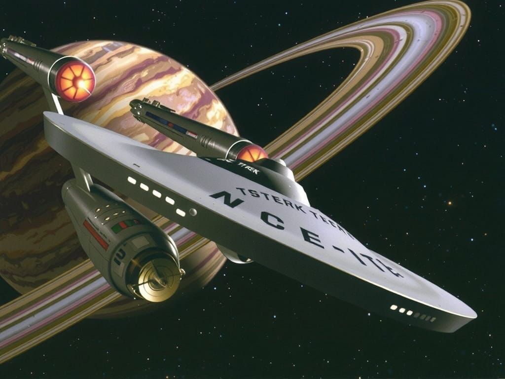 Futuristic Spaceship Enterprise Soars Through Cosmos