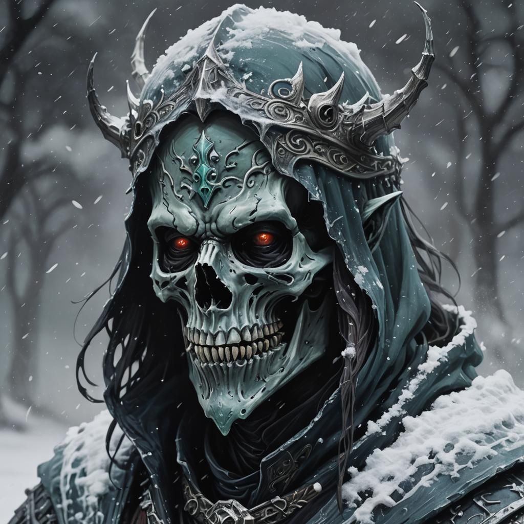 Lich Portrait in Snow, Oil Paint Style