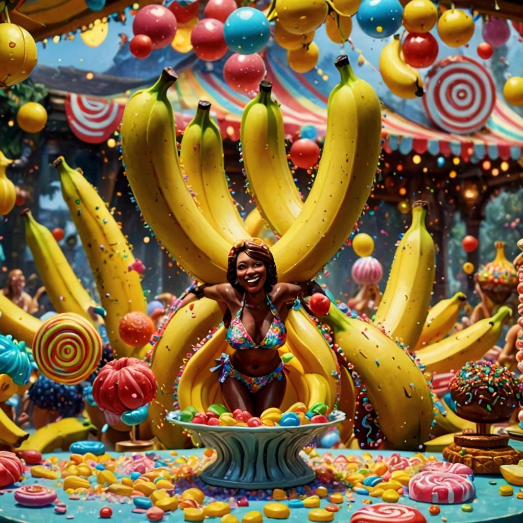Happy Banana Bikini Dance in Candy Art Style