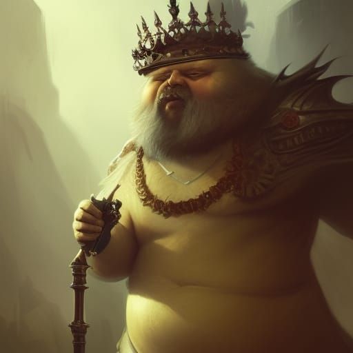 Ornate Bird King with Mace, Dark Fantasy Art