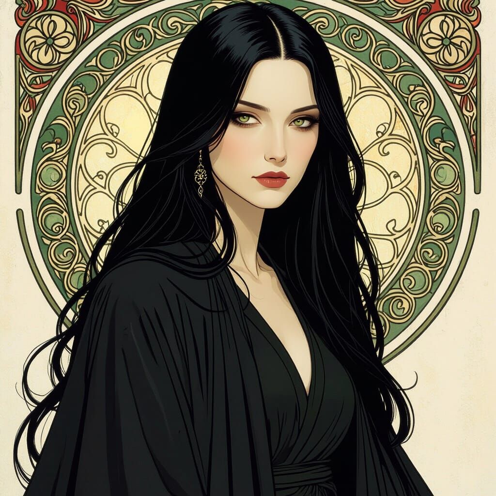 Nightblade Witch: Art Nouveau Dark Fantasy Portrait
