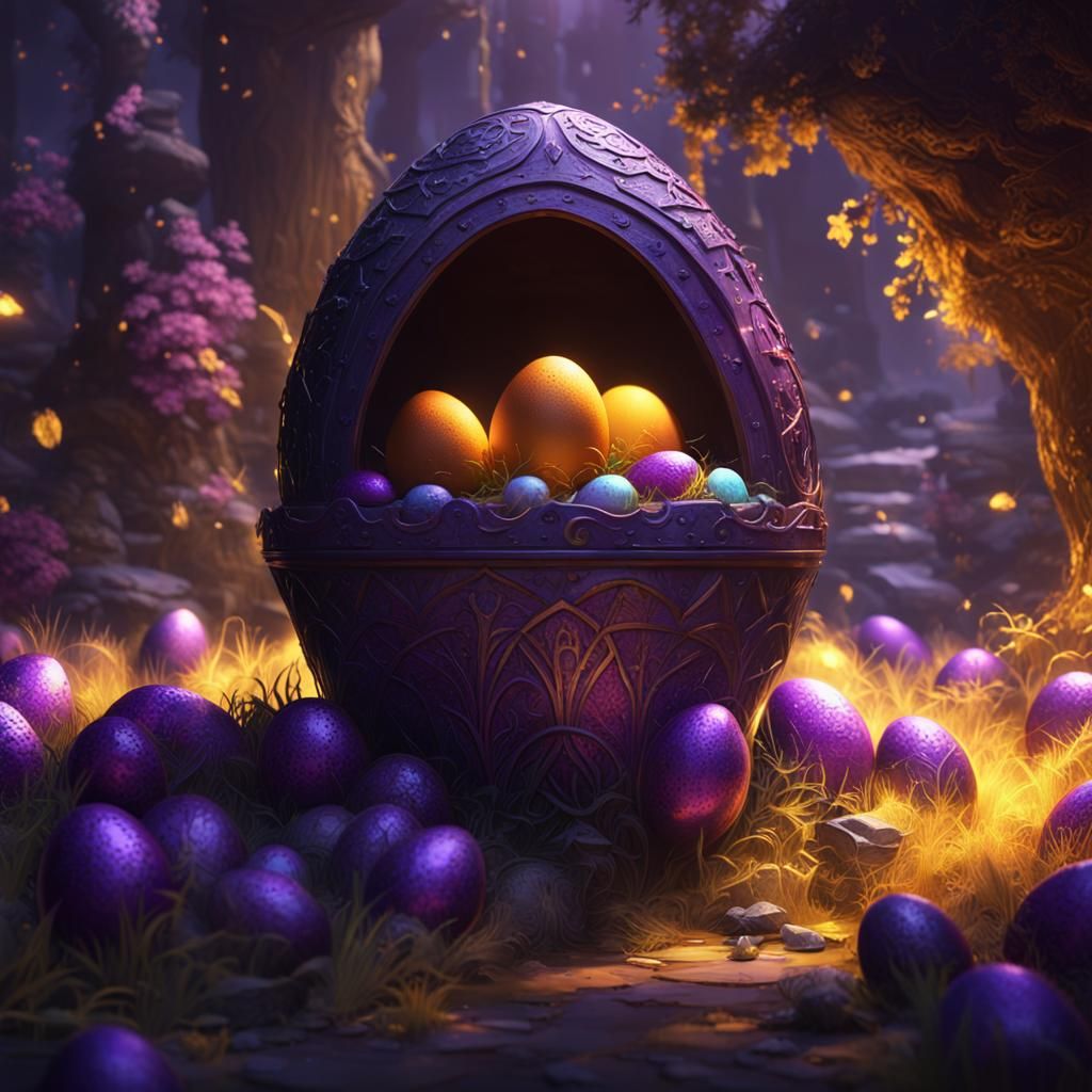 Dark Fantasy Egg Hunt in Art Nouveau Style