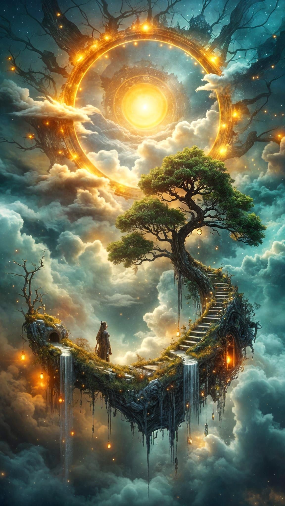 Surreal Stargate Scene in Whimsical, Twinkling Universe