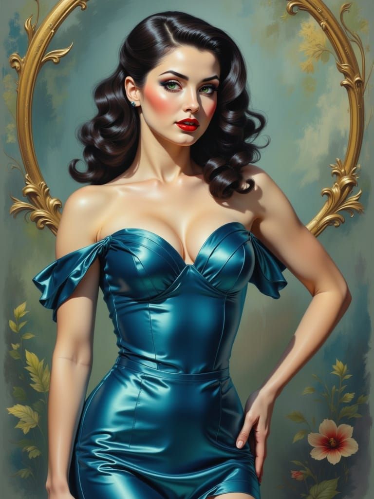 Pin-Up Woman in Bold Pose, Anders Zorn Style