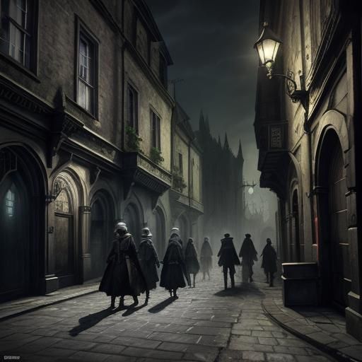 Photorealistic Dark Gothic Cityscape