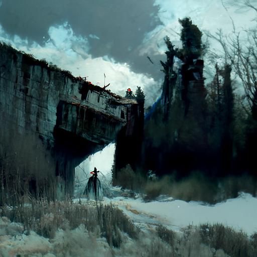 Sinister Abandoned Cliff Face, Digital Fantasy Art