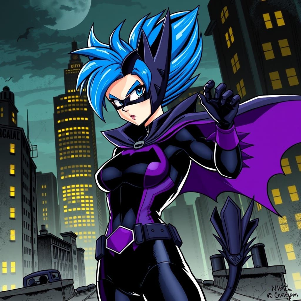 Dynamic DC Manga Fusion of Bulma and Batwoman