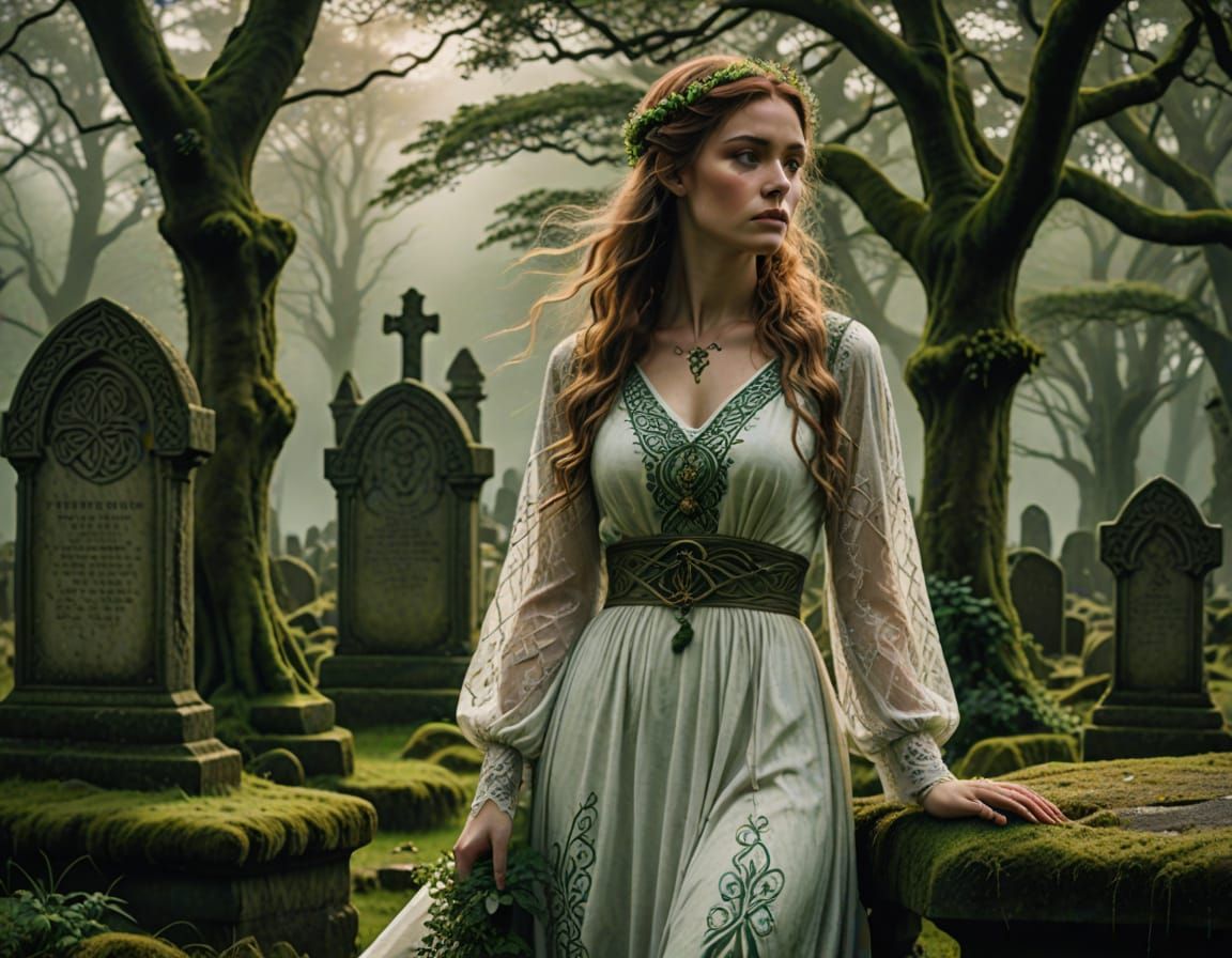 Celtic Woman in Ethereal Fantasy Oil Painting