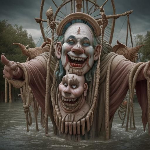 Biblical Flood Scene with Clowns in Professional Photography