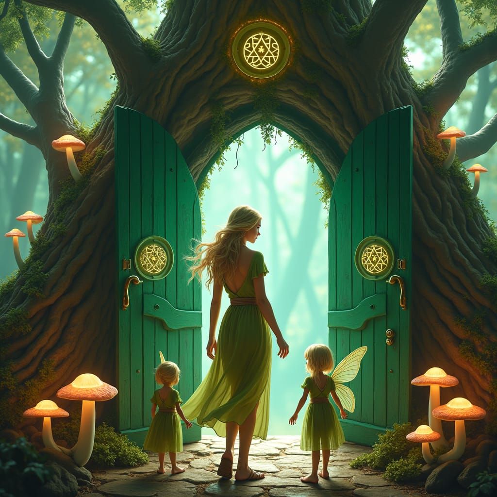 Enchanted Portal: Woman Enters Magical Realm