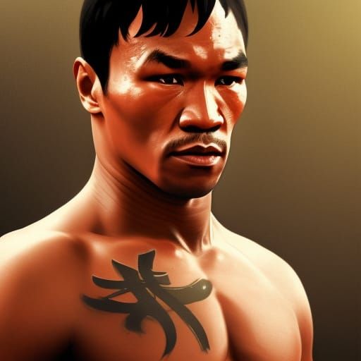 Mike Tyson as Dynamic Bruce Lee in Triadic Colors