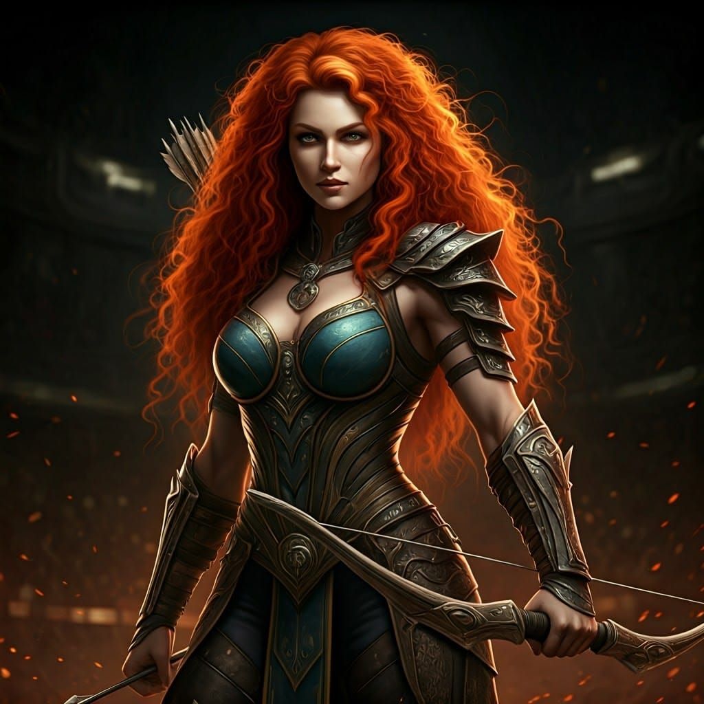 Disney's Merida as a fierce Mortal Kombat fighter