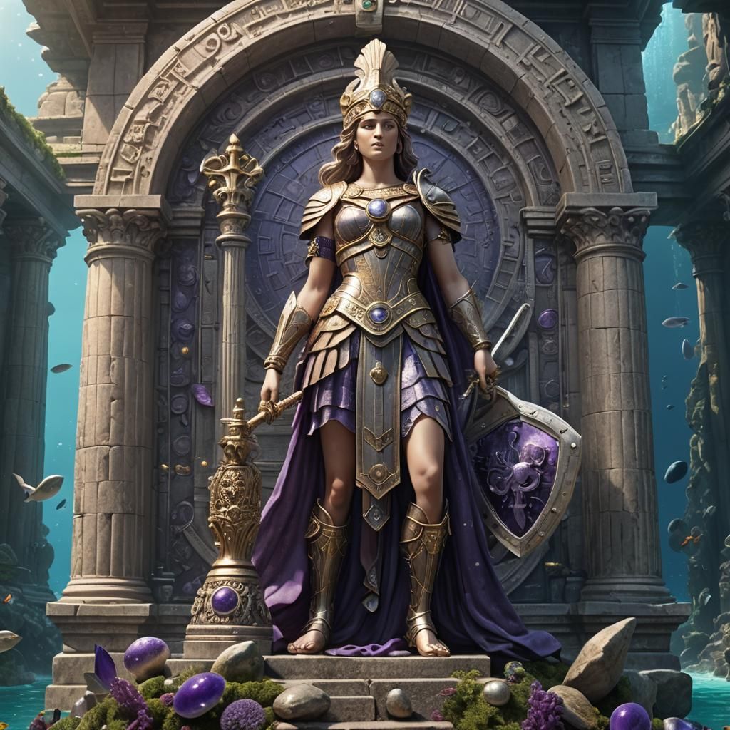 Submerged Temple of Athena with Jeweled Shield